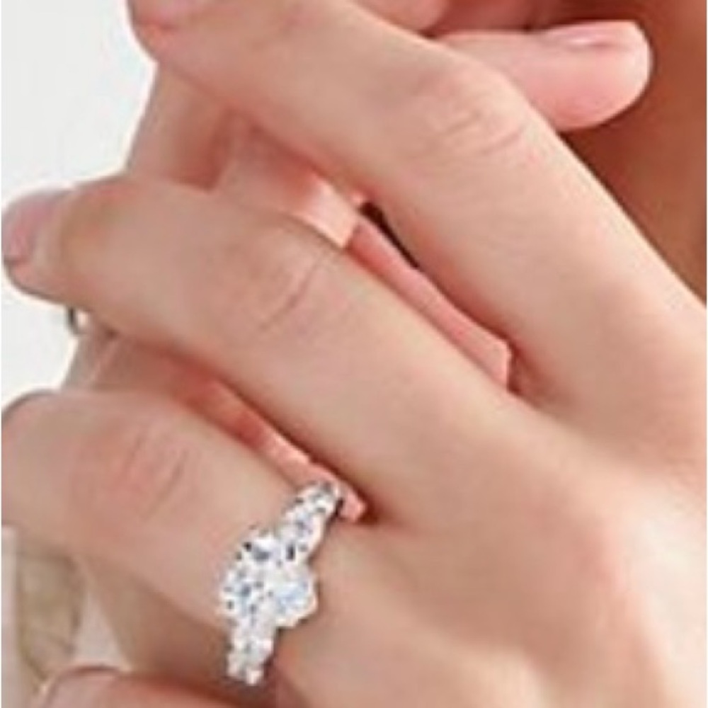 Diamonique Silver Solitaire Ring.